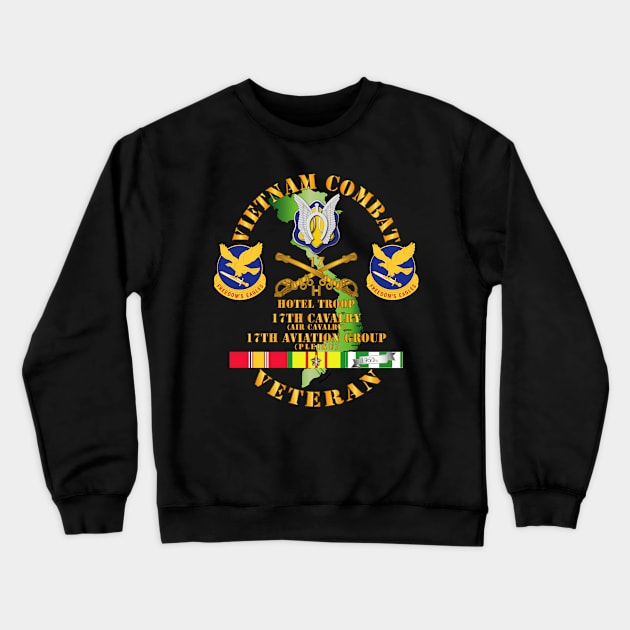 Vietnam Combat Cavalry Vet  w Hotel Troop - 17th Air Cav - 17th Aviation Group DUI w SVC Crewneck Sweatshirt by twix123844